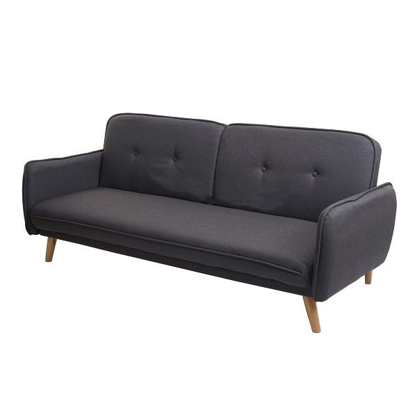 Mendler Schlafsofa HWC-J18, Couch Klappsofa Gästebett Bettsofa, Schlaffunktion Stoff/Textil 185cm, anthrazit-grau, 75470