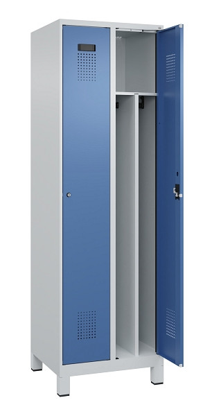 C+P Spind Evolo PLUS, mit Füßen, 2 Abteile, 1950x600x500mm, 7035/5023, Verschluss Zylinderschloss, 049010-20F S10035