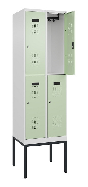 C+P Doppelstock-Spind Evolo PLUS, Gestell, 4 Fächer, 2120x600x500mm, 9016/6019, Zylinderschloss, 0493307-20 S10046