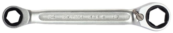 KS Tools Umschalt-Doppel-Ratschenringschlüssel SW 14 x 19 mm, mit Einsatz-Haltefeder, 503.4513