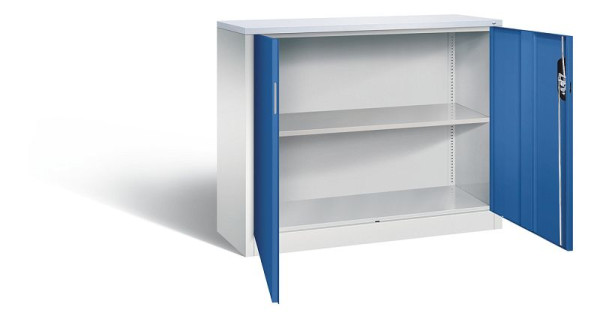 C+P Büroschrank Acurado, H1000xB1200xT400mm, Farbe: Lichtgrau / Enzianblau, Muldengriff, 2 OH, 9466-1200 S10292