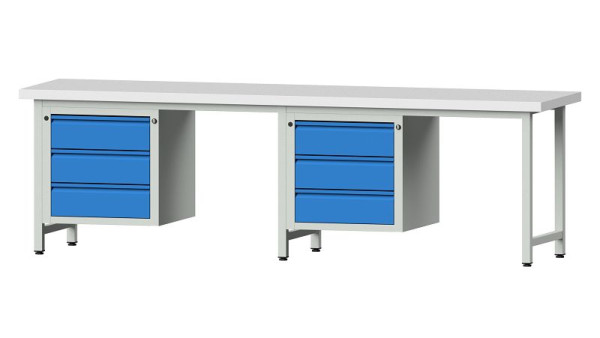 ANKE Werkbänke Kombiwerkbank, Modell 736 E, 2800 x 700 x 850 mm, RAL 7035/5012, KSP 50 mm, 511.011