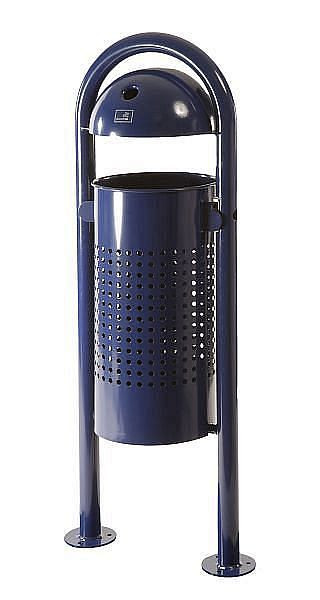 Renner Stand-Abfallbehälter ca. 40 L, mit Halbkugeldach inkl. Ascher (ca. 4,5 L), feuerverzinkt, gelocht, 7029-30FV