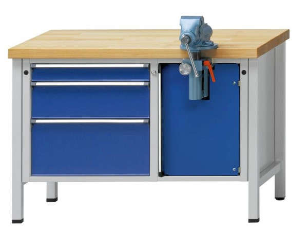 ANKE Werkbänke Montagewerkbank, Modell 804 V, 1270 x 700 x 850 mm, RAL 7035/5010, ZBP 50 mm, 340.129