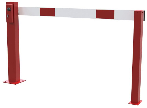 Schake Kompakte Handschranke 1,5m mit fester Auflagestütze, rot / weiß, mit Profilzylinderschloss, 4011_150ZPB