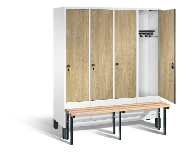 C+P Garderobenschrank Evolo, H1850xB1590xT815mm, Farbe: Verkehrsweiß / Dekor Eiche Sereno, 48030-42 S10128