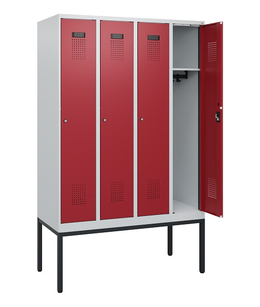 C+P Spind Evolo PLUS, Gestell, 4 Abteile, 1950x1200x500mm, 7035/3003, Zylinderschloss, 0490305-40 S10026