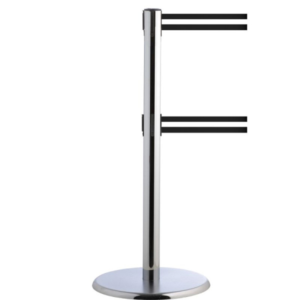 Stein HGS Personenleitsystem -P-Line Duo-, chrom, schwarz/weiß/schwarz waagerecht (gestreift), mit Sicherheitsverschluss (selbstlösend), Gurtlänge: 2 x 2,3 m, 14148-0703