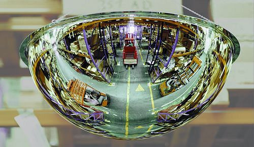 DENIOS Panoramaspiegel PS 360-6, aus Acrylglas, 360°, zur Deckenmontage, 129689