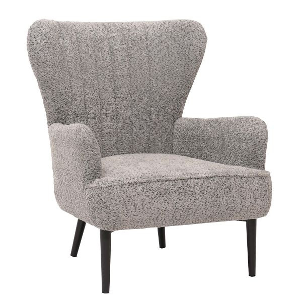 Mendler Lounge-Sessel HWC-K37, Cocktail-/Ohrensessel Polsterstuhl Retro Vintage Stoff Chenille (500g/m²) Öko-Tex, grau, 109065