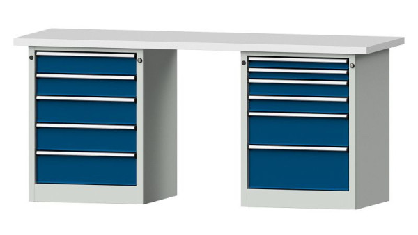 ANKE Werkbänke Kombiwerkbank, Modell 841 V, 2000 x 700 x 890 mm, RAL 7035/5010, KSP 40 mm, 415.117