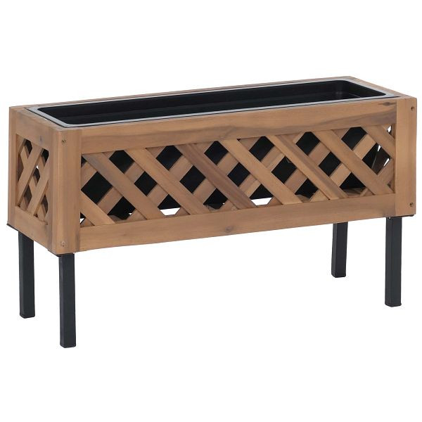 Mendler Pflanzkasten HWC-P86, Blumen-/Pflanzkübel Blumenkasten, In-/Outdoor Akazie Holz FSC®-zertifiziert 35x64x24cm, hellbraun, 120475