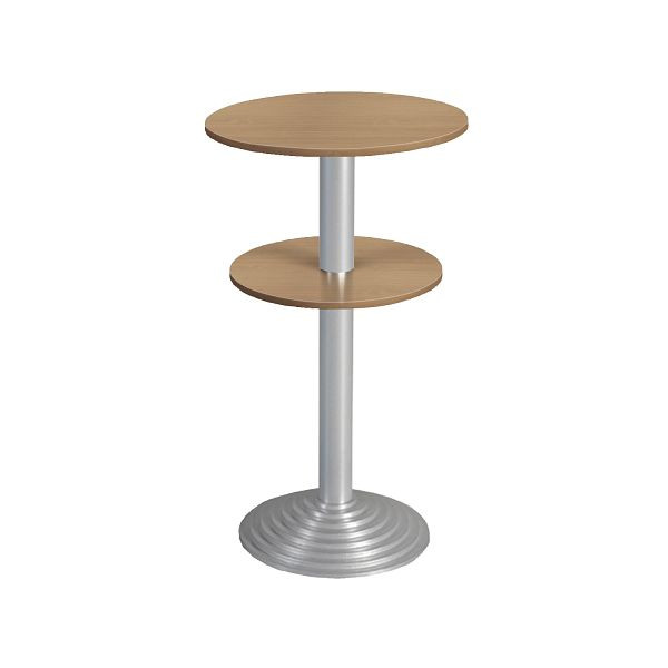 Bisley Stehtisch, rund, Durchmesser: 600mm, zwei Platten, 19mm Tischstärke, 399 chrom x BC buche, SR206BC399