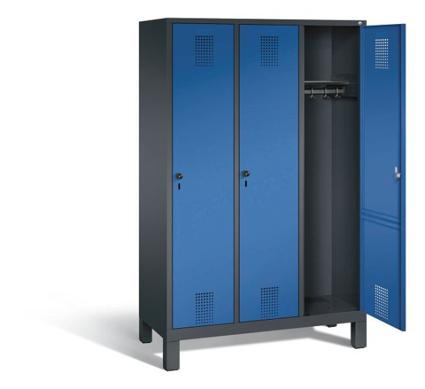 C+P Garderobenschrank Evolo, H1850xB1200xT500mm, Farbe: Schwarzgrau / Enzianblau, 48010-32 S10061