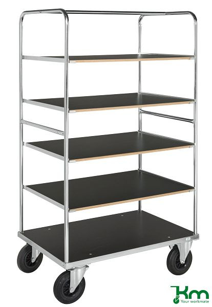 Kongamek Multi-Etagenwagen, 2 Bock- und 2 Lenkrollen aus Vollgummi, 1000 x 700 x 1800 mm, Serie 500, KM538-2
