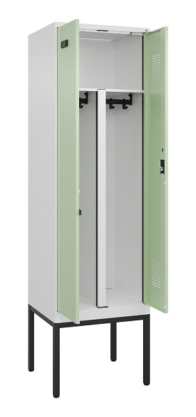 C+P PSA Doppel-Spind Evolo PLUS, Gestell, 2 Abteile, 2120x600x500mm, 9016/6019, Zylinderschloss, 0490327-20P S10046