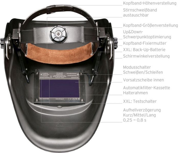 ELMAG Stirnschweißband, inklusive Kopfband vorne 'Leder/Braun' für ELMAG MultiSafeVario, L & XXL, 56375