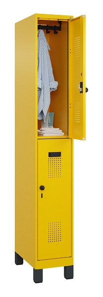 C+P Doppelstöckiger Spind Evolo PLUS, mit Füßen, 2 Fächer, 1950x300x500mm, 1023, Drehriegel, 049310-10 S10022