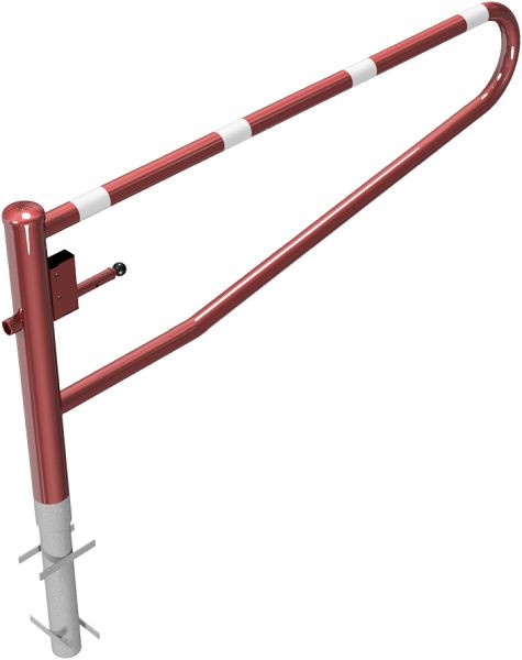 Schake Drehbare Gatterschranke, zum Einbetonieren, feuerverzinkt und rot beschichtet, Gesamtbreite: 2000 mm, mit Profilzylinderschloss, 413_201ZB