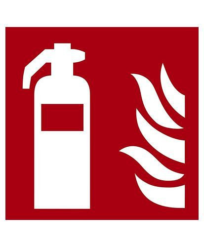 DENIOS Brandschutzschild "Feuerlöscher", ISO 7010, Aluminium, langnachleuchtend, 300 x 300 mm, VE: 5 Stück, 285046