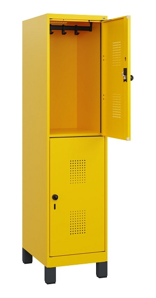 C+P Doppelstöckiger Spind Evolo PLUS, Füße, 2 Fächer, 1630x400x500mm, 1023/1023, Drehriegel, 0493105-12 S10027