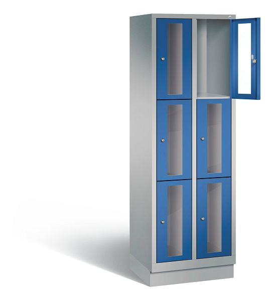 C+P Schließfachschrank Classic, H1800xB610xT500mm, Farbe: Weißaluminium / Enzianblau, 8020A203 S10011