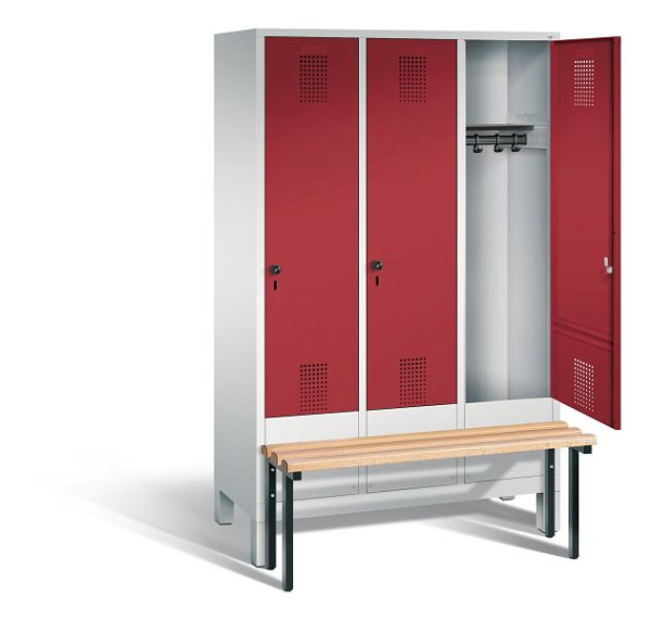 C+P Garderobenschrank Evolo, H1850xB1200xT815mm, Farbe: Lichtgrau / Rubinrot, 48030-32 S10029
