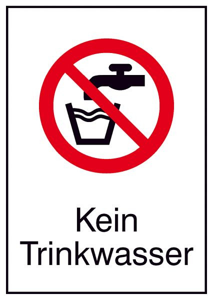 SafetyMarking Verbots-Kombischild, Kein Trinkwasser, BxH 13,1x18,5 cm, Folie, selbstklebend, 21.A6071