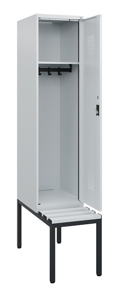 C+P Spind Evolo PLUS, 1 Abteil, 1950x400x815mm, 7035/7035, Zylinderschloss, Material Sitzfläche Kunststoff, Sitzbank, 0490505-12 S10094