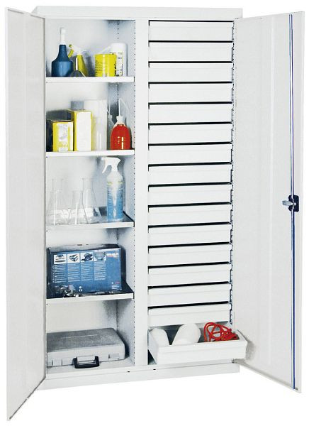stumpf Werkzeug- und Materialschrank Serie 2000, 7035/7035, 4 Fachböden, Mitteltrennwand, 16 Schubladen, 2004107