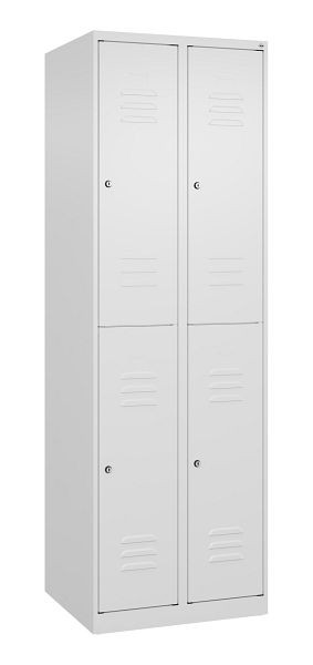 C+P Doppelstöckiger Spind Classic PLUS, 2 Abteile, 1850x600x500mm, 9016/9016, Zylinderschlösser, 080300-20 S10023