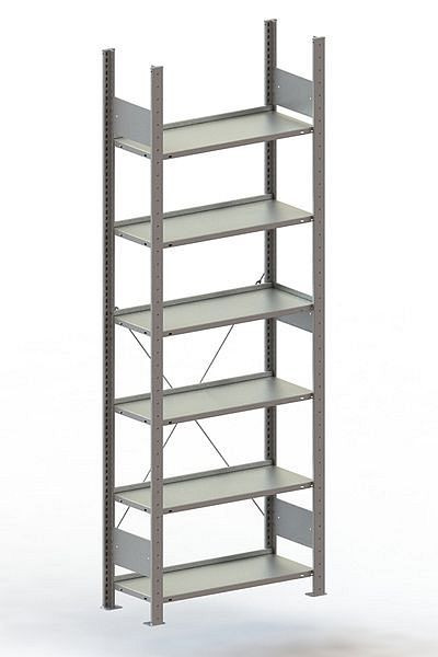 Meta Büro Steckregal Compact GR 2200x750x300 mm, RAL 7035, Bodenanzahl: 6, 20083157