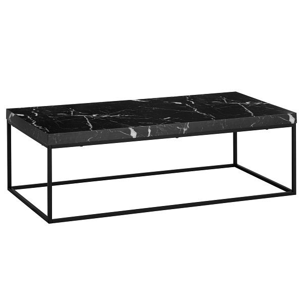 Wohnling Couchtisch 120x60x38cm Schwarz Sofatisch in Marmor-Optik, Design Wohnzimmertisch Rechteckig, Loungetisch Groß, WL6.920