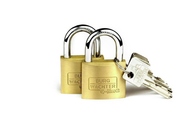 BURG-WÄCHTER 2er Set - Zylinder-Vorhangschloss Duo 222 40 GL SB, HxBxT (außen): 60,6 x 40 x 12,7mm, VE: 10 Stück (5x 2er Sets), 16501