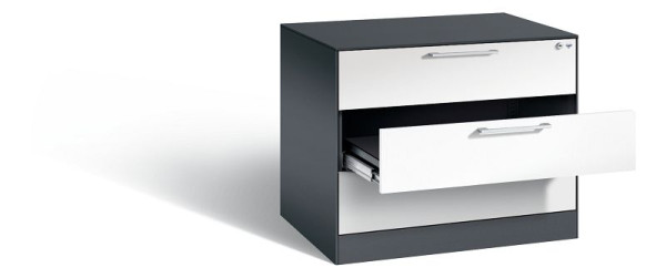 C+P Schubladenschrank Asisto, H710xB800xT600mm, Farbe: Schwarzgrau / Verkehrsweiß, Bügelgriff, 146273-324 S10026