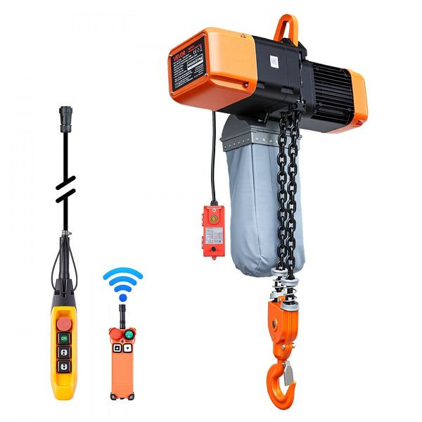 VEVOR Elektrischer Kettenzug, 5000 kg, 9,1 m Hubhöhe, Dreiphasig, 100 m Funk- & 8,2 m Kabelfernbedienung, G100-Doppelkette, GDSDDHLHLJCKJBHTU002V8