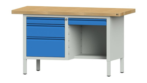 ANKE Werkbänke Kastenwerkbank, Modell 348 E, 1500 x 700 x 850 mm, RAL 7035/5012, BMP 50 mm, 510.317