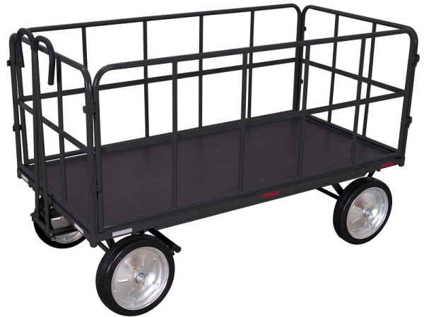 VARIOfit Handpritschenwagen mit 4 Rohrgitterwänden, Außenmaß: 1.265 x 815 x 1.340 mm, RAL 7016 anthrazitgrau, Radsatz: Vollgummibereifung, zu-45131/AG