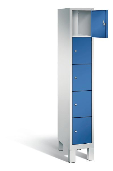 C+P Schließfachschrank Evolo, H1850xB320xT500mm, Farbe: Lichtgrau / Enzianblau, 48010-105 S10030