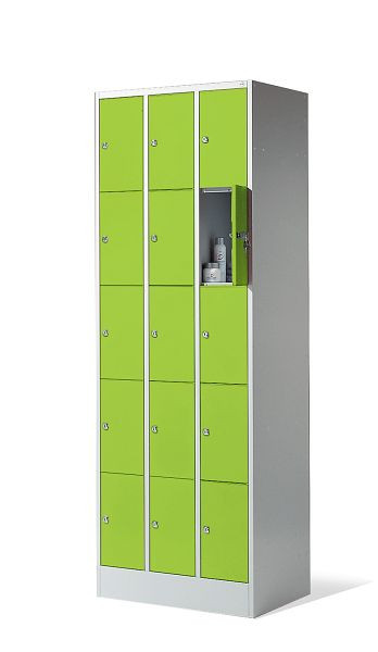 C+P Schließfachschrank Serie 8070, H1950xB680xT480mm, Farbe: Lichtgrau / Viridingrün, 80700-30 S10257