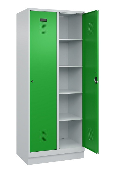 C+P Wäsche-Spind Evolo PLUS, mit Sockel, 2 Abteile, 1950x800x500mm, 7035/6037, Verschluss Zylinderschloss, Ablageböden 8, 049020-22B S10038