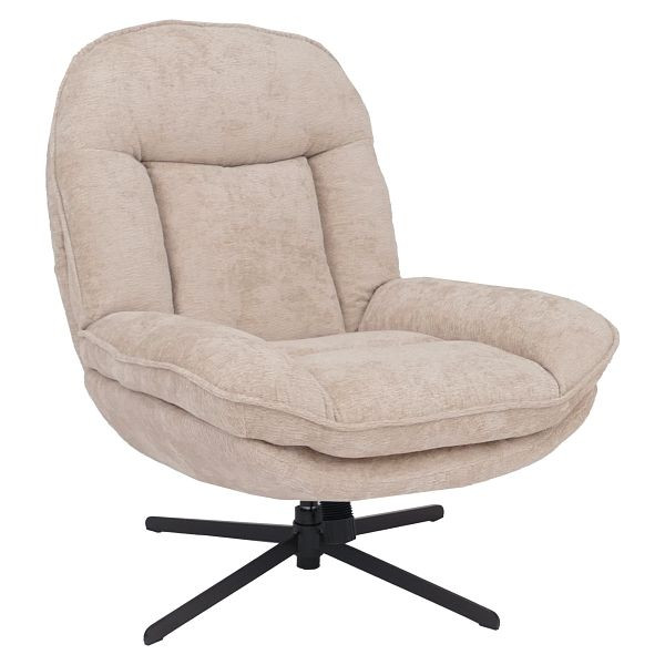 Mendler Relaxsessel HWC-P32, Fernsehsessel Nosagfederung Polstersessel, drehbar Metall Stoff/Textil Chenille (370 g/m²), creme, 118700