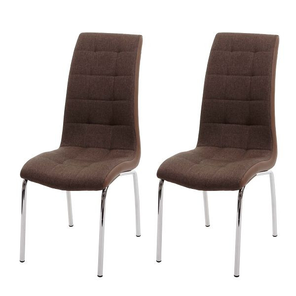 Mendler 2er-Set Esszimmerstuhl HWC-F29, Stuhl Küchenstuhl, Kunstleder Stoff/Textil, braun, 69500