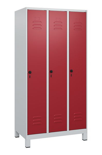 C+P Umkleidespind Classic PLUS, Füße, 3 Abteile, 1800x900x500mm, 7035/3003, Drehriegel, 0800107-30 S10001