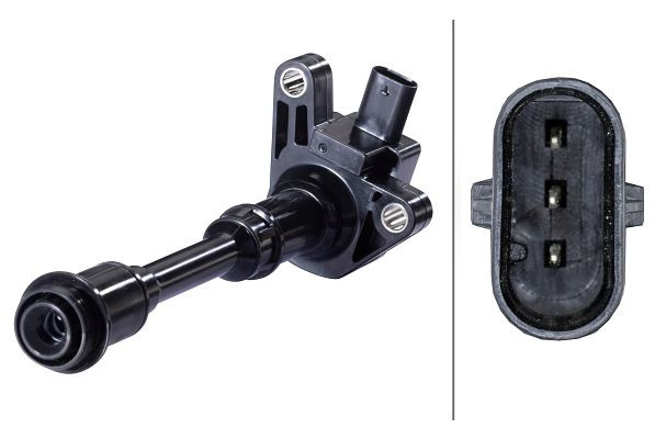 HELLA Zündspule, 12V, 3-polig, Kerzenschachtzündspule, geschraubt, 5DA 358 168-671