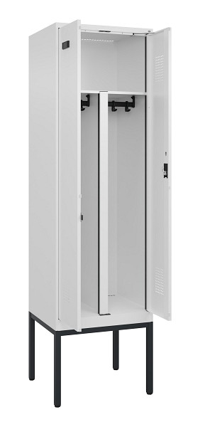 C+P PSA Doppel-Spind Evolo PLUS, Gestell, 2 Abteile, 2120x600x500mm, 9016/9016, Zylinderschloss, 0490327-20P S10047