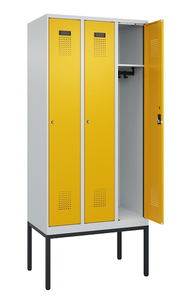 C+P Spind Evolo PLUS, Gestell, 3 Abteile, 2120x900x500mm, 7035/1004, Verschluss Zylinderschloss, Ablageböden 3, 0490307-30 S10027