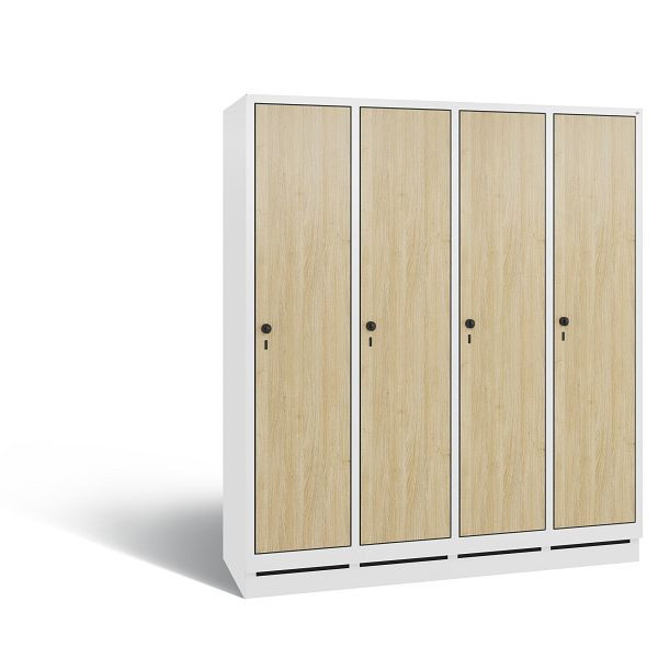 C+P Spind Evolo, 4 Abteile, H1800xB1590xT500 mm, Weiß/MDF Eiche, 48020-42 S10796