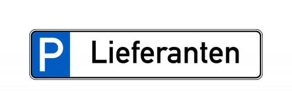 Schilder Klar Parkplatzkennzeichnung P-Lieferanten, 523x113x0.6 mm Aluminium geprägt, 1151/27
