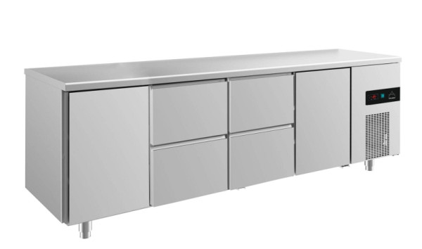 A&S Polarny Kühltisch -2 bis +8°C mit 2x Türen und 2x zwei Schubladen mittig, 2330 x 700 x 850 mm, KT4TZZT